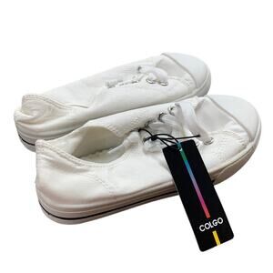 New Colgo Girls Size 13 White Lace Up Canvas Classic Basic Sneaker Shoes